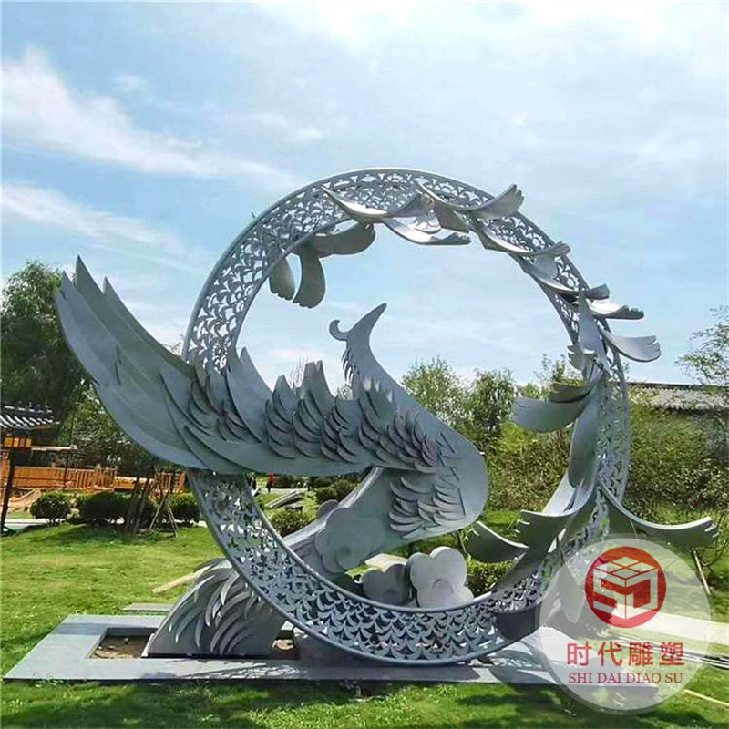 大型不銹鋼校園騰飛雕塑定制園林廣場(chǎng)地標(biāo)景觀售樓部金屬白鋼擺件