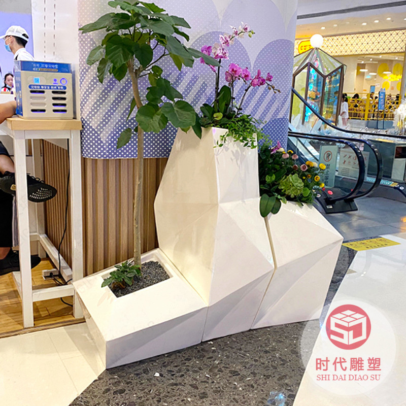 商場(chǎng)美陳玻璃鋼花盆組圓形落地大花瓶售樓部酒店門(mén)前走廊裝飾花器