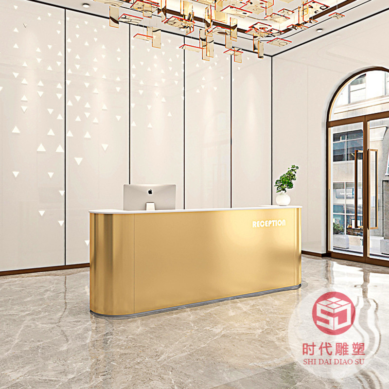 現(xiàn)代創(chuàng)意公司大堂接待前臺(tái)異形玻璃鋼烤漆服務(wù)吧臺(tái)商場(chǎng)酒店收銀臺(tái)