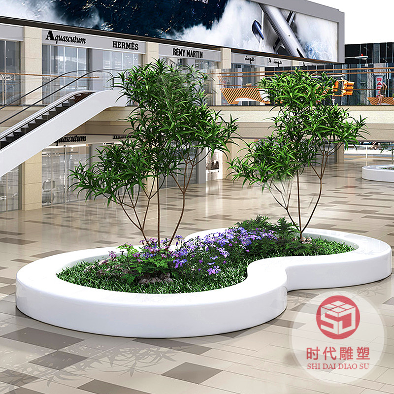 玻璃鋼樹(shù)池座椅定制戶(hù)外景觀休閑椅商場(chǎng)公共休息長(zhǎng)條等候坐凳花壇