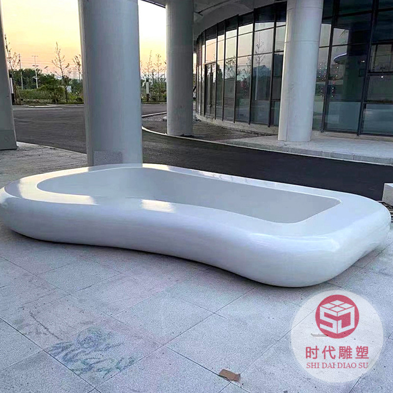 戶外玻璃鋼座椅商場(chǎng)公園弧形景觀異形拼接長(zhǎng)條凳子FRP樹池坐凳
