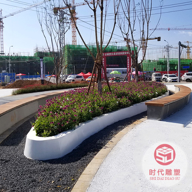 定制玻璃鋼樹(shù)池戶外創(chuàng)意圓形坐凳服務(wù)區(qū)座椅公園休息區(qū)種植池坐凳