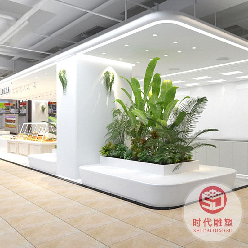 玻璃鋼樹(shù)池白色花池戶外玻璃鋼樹(shù)池小區(qū)景觀大型花池創(chuàng)意坐凳休閑